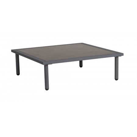 Table basse carrée gris anthracite Beach 70 x 70 x 22.5 cm avec plateau HPL