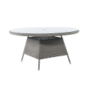 Table ronde Monte Carlo gris vintage diam 1.5m avec sur-plateau verre